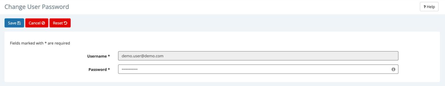 The Change User Password page