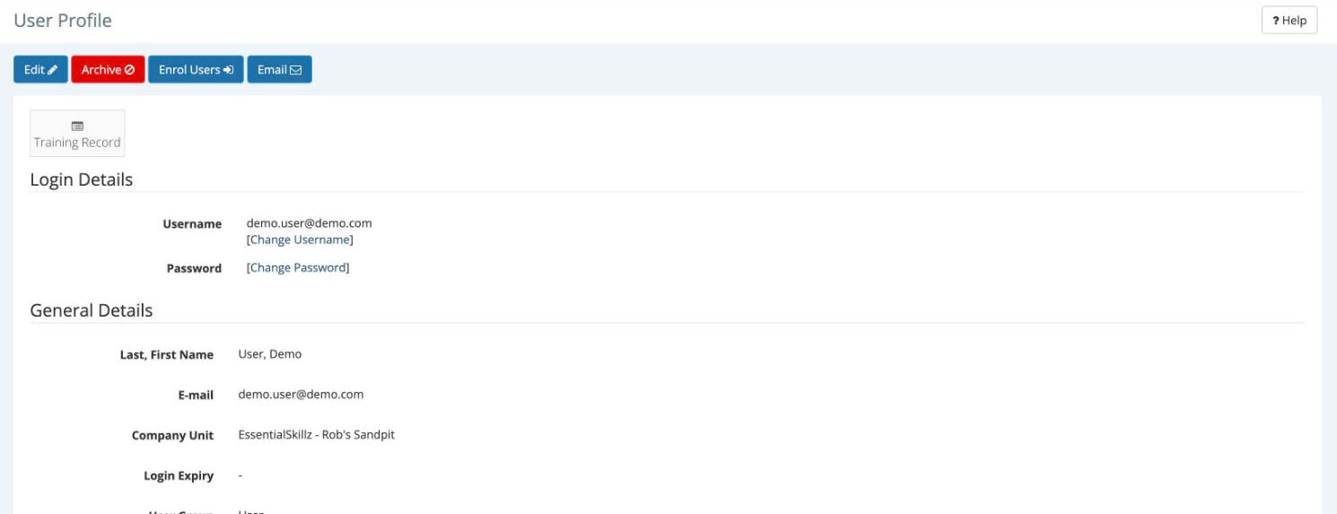 The WorkWize User Profile page showing Login Details